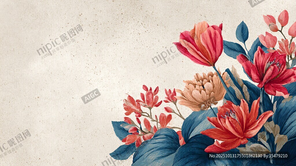 复古风花卉插画