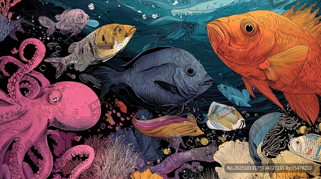 海底奇幻鱼类与章鱼世界
