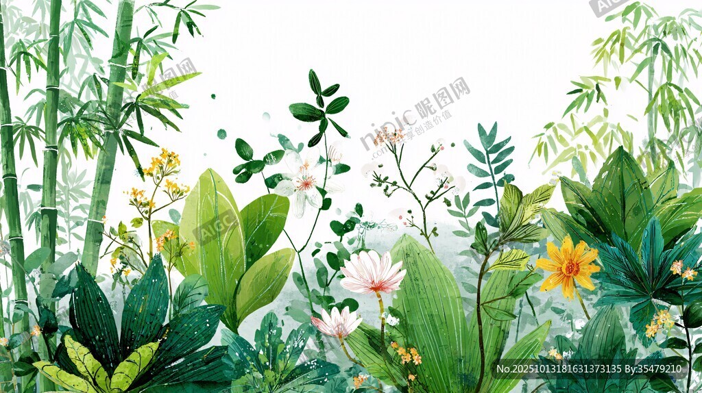 夏日清新植物花卉景观图