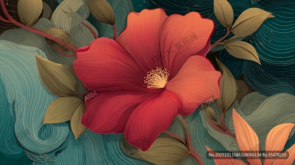 艳丽红花与绿叶的梦幻组合