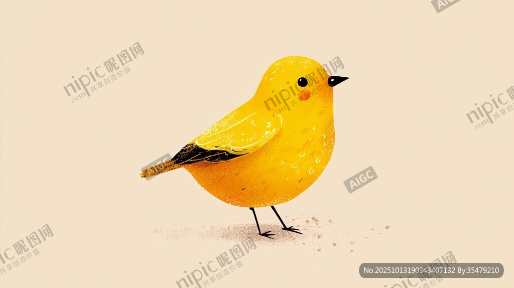 黄色小鸟插画 灵动可爱