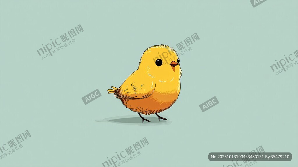 可爱小黄鸟插画