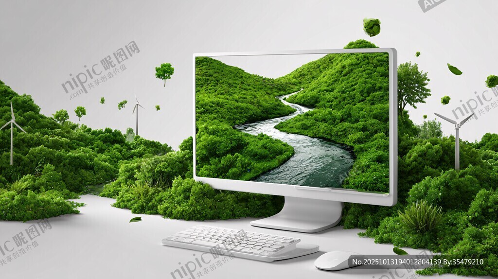 绿色环保主题电脑桌面场景