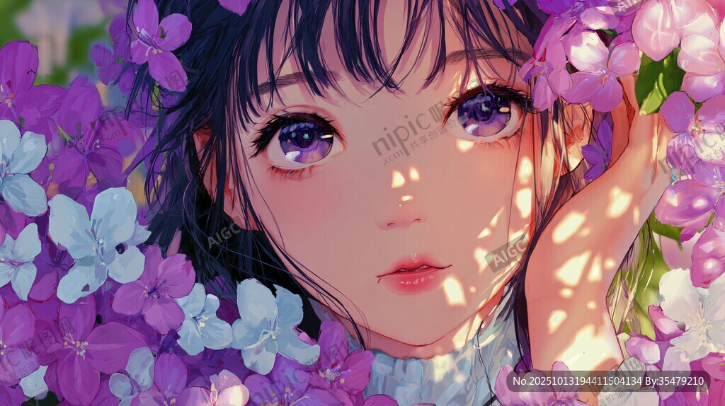 花中少女的梦幻眼眸