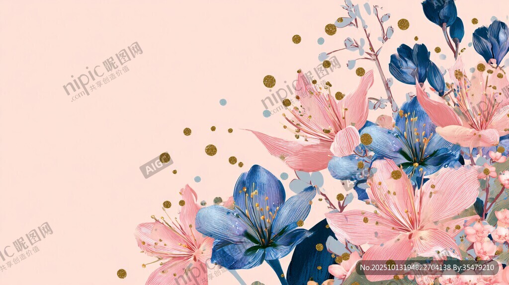粉色背景上的梦幻花卉组合