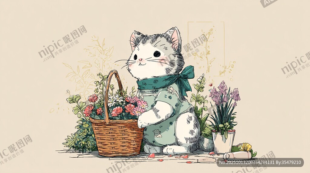 文艺小猫与鲜花的美好邂逅