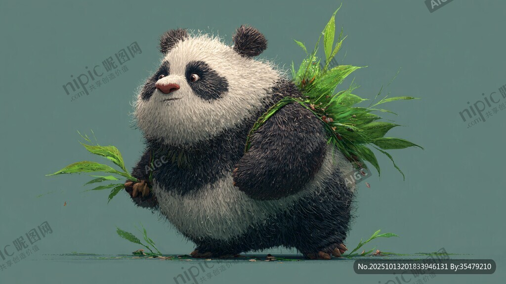 背着竹子的可爱熊猫