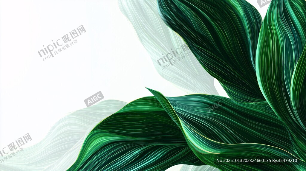 翠绿叶片的灵动艺术画面