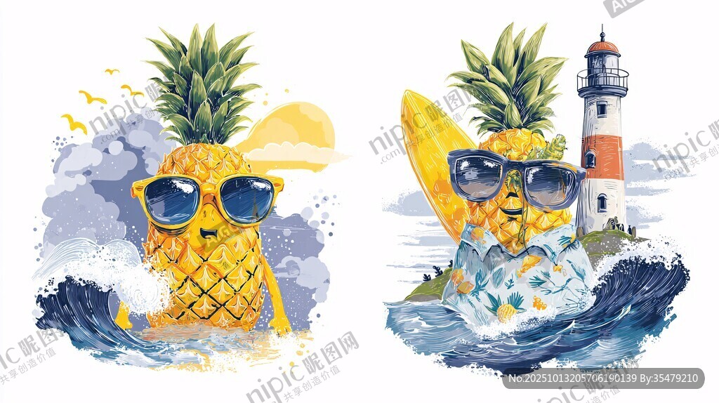 可爱菠萝的夏日海边奇遇