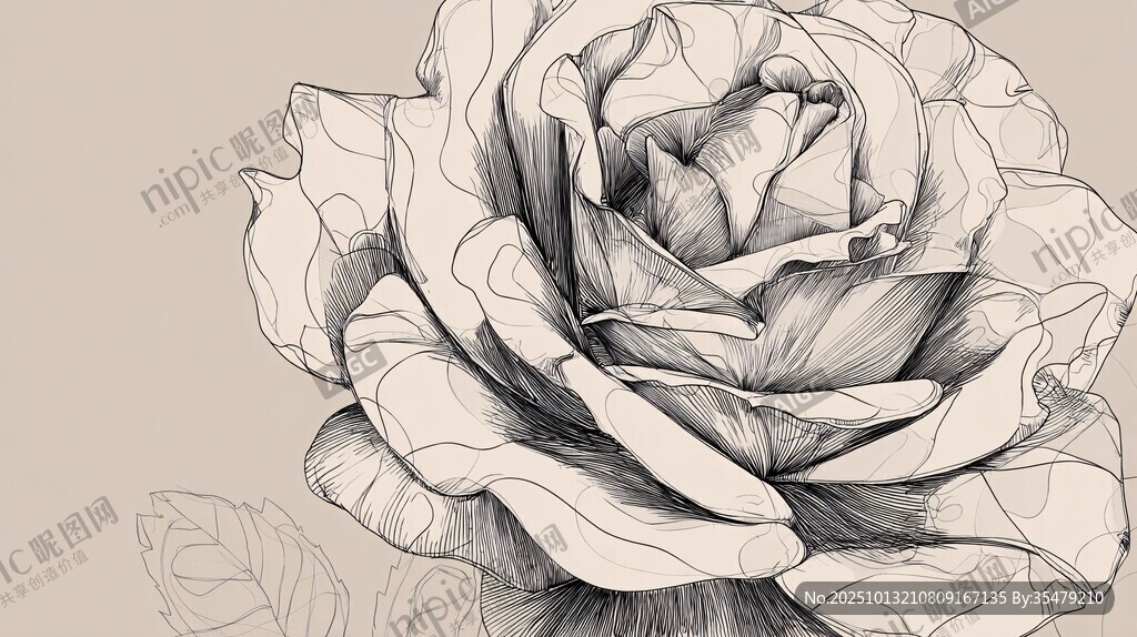素描玫瑰花手绘艺术作品