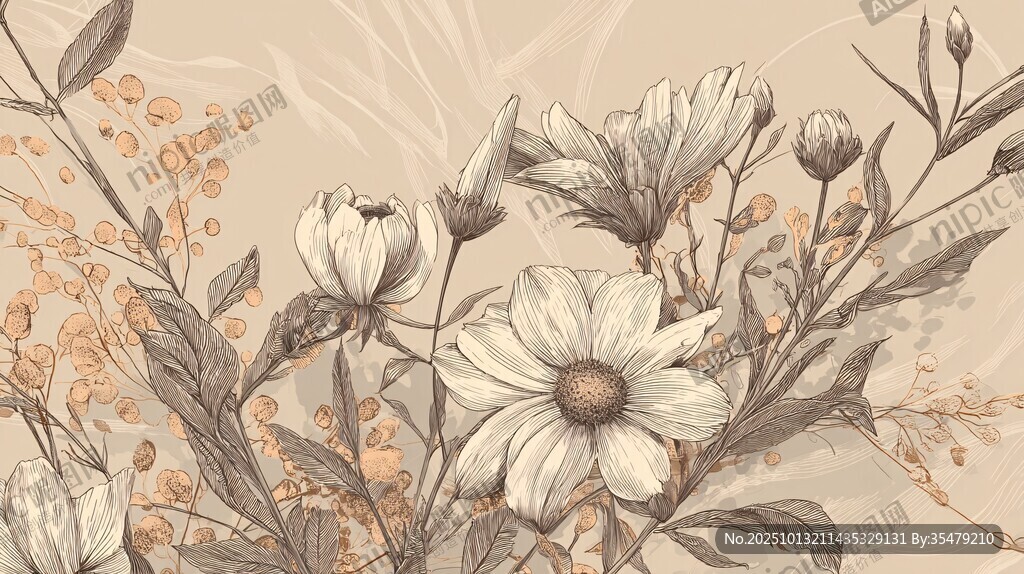 复古风花卉插画