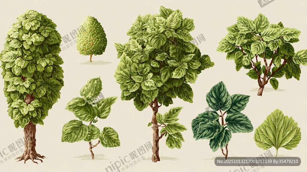多样绿植插画展示