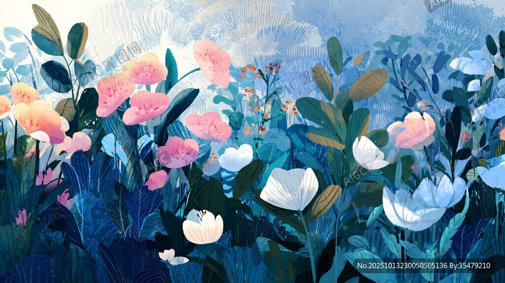 梦幻花卉插画 色彩斑斓世界