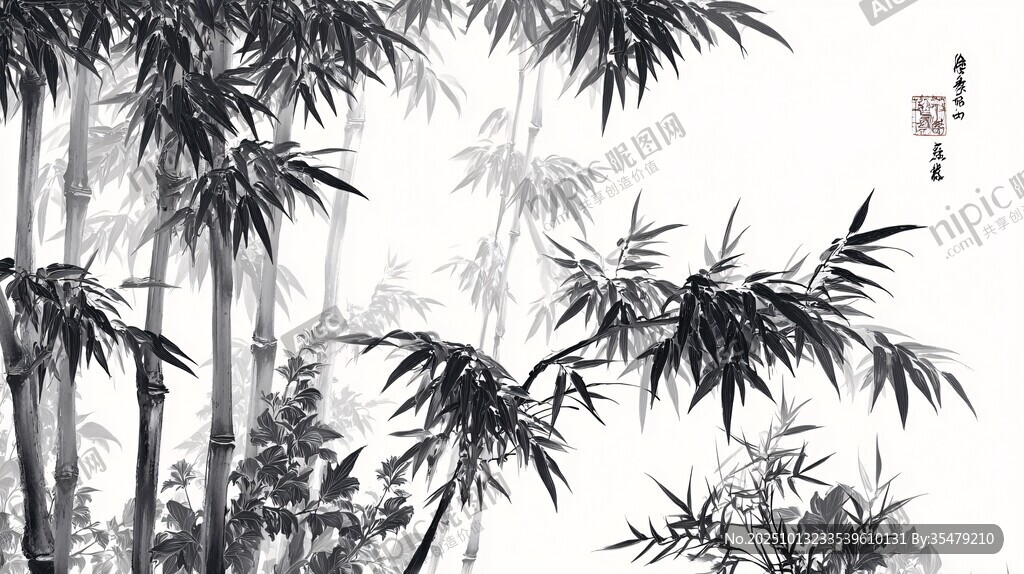 水墨竹林图