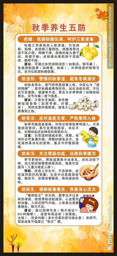 秋季养生知识展架