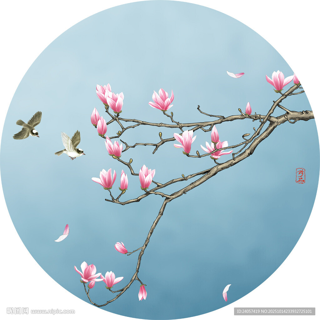 玉兰花鸟