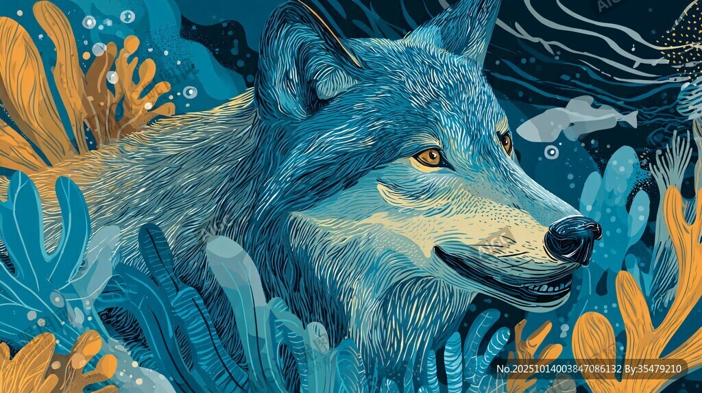 海底中的梦幻蓝狼