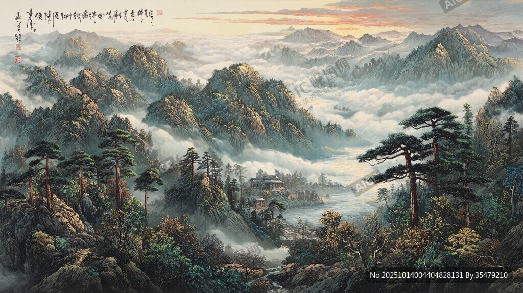 山川云海间的诗意画卷