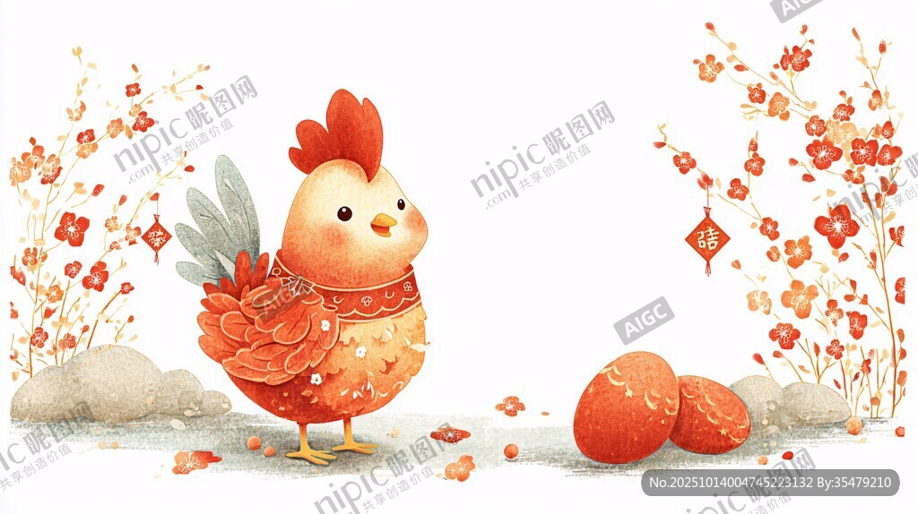 萌趣小鸡贺岁图