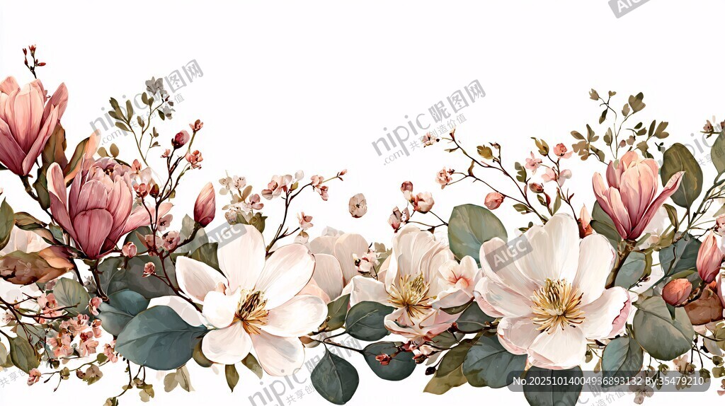 玉兰花环装饰图案