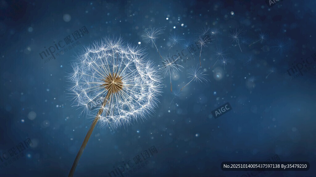 梦幻蒲公英 夜空中的飘散之美