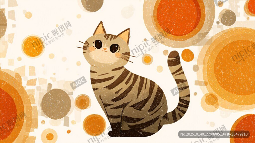 可爱条纹猫的趣味背景图