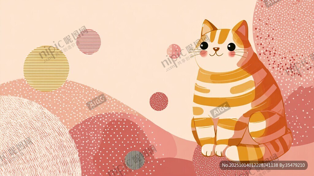 橘猫的梦幻几何背景世界