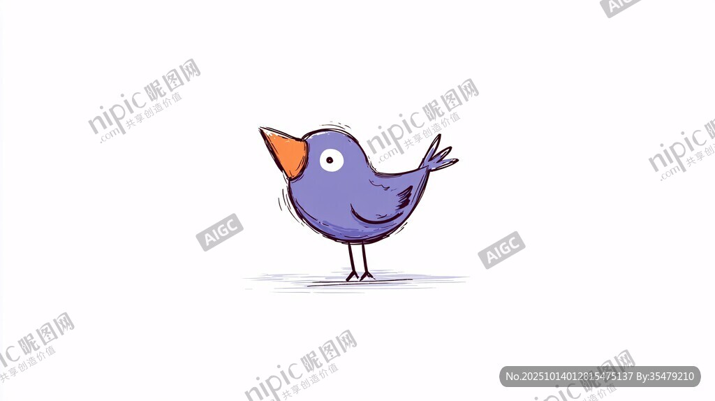 可爱紫色小鸟卡通形象