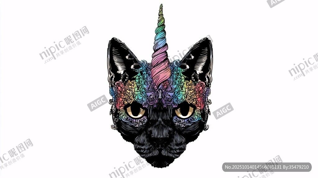 梦幻独角兽猫面具