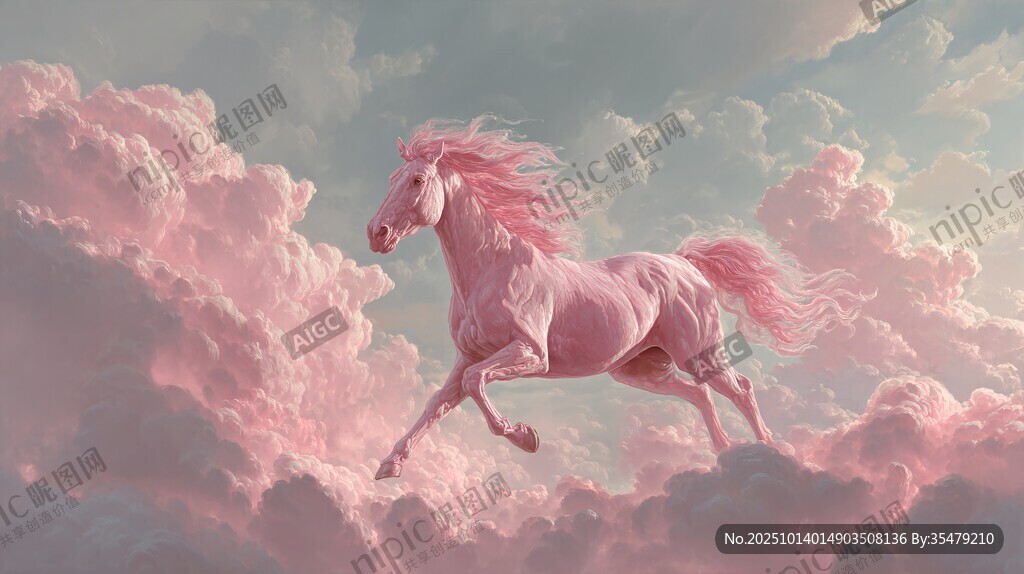 梦幻粉马在云端奔腾