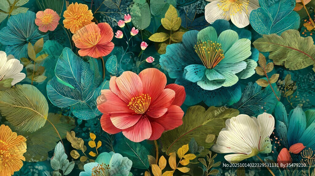 绚丽花卉图案 清新自然风