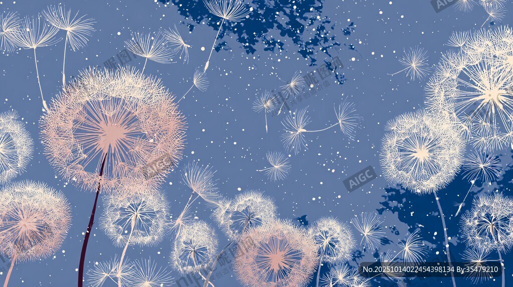 梦幻蒲公英夜空中飘散
