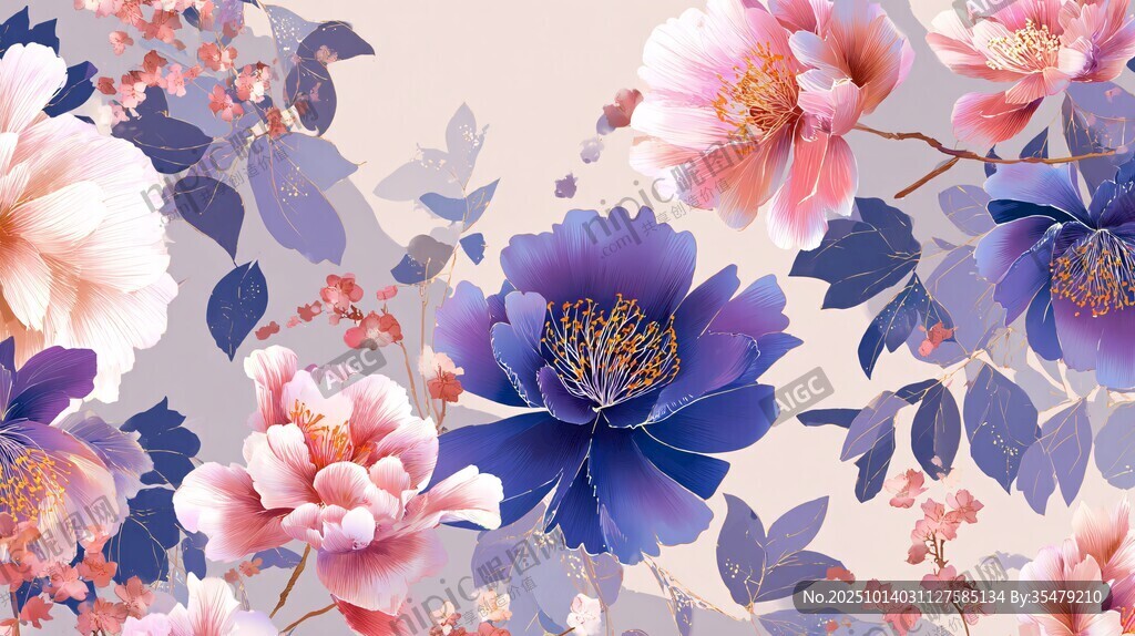 梦幻花卉图案背景