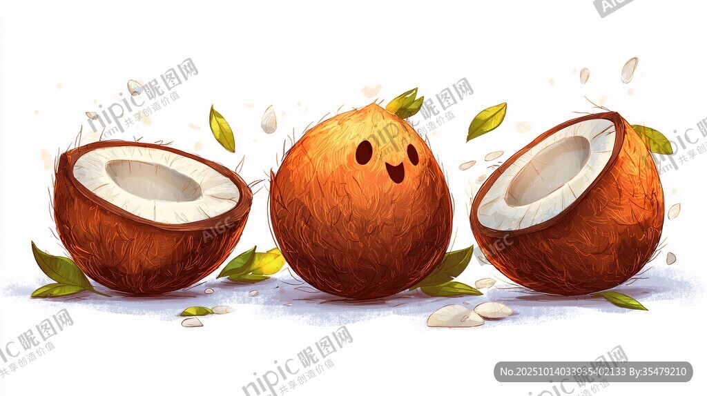 可爱椰子插画 清新又有趣
