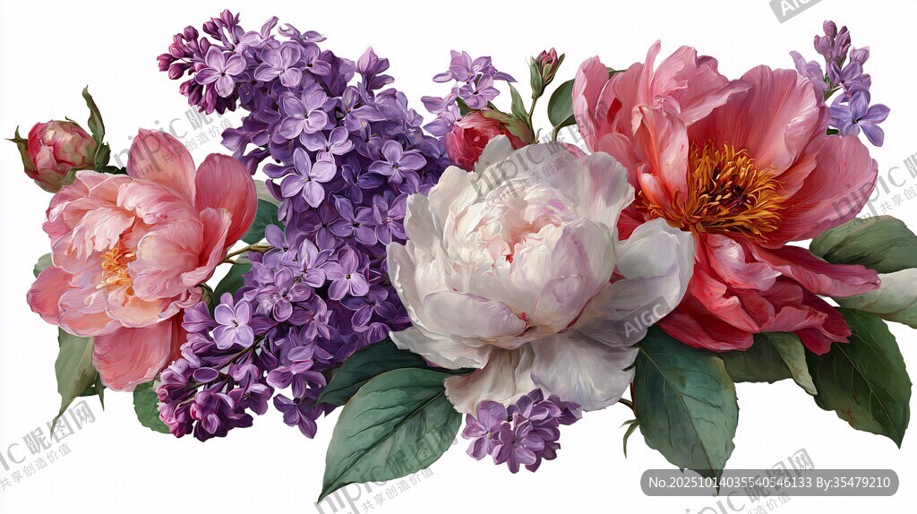 多彩花卉组合插画