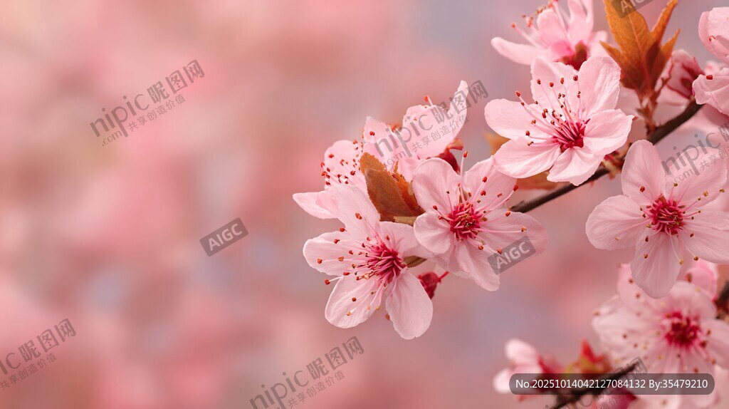 春日粉嫩绽放的娇艳桃花