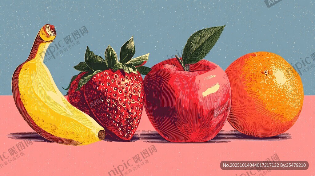 缤纷水果静物画