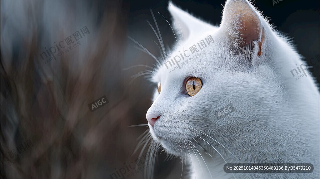 白色猫咪侧颜特写