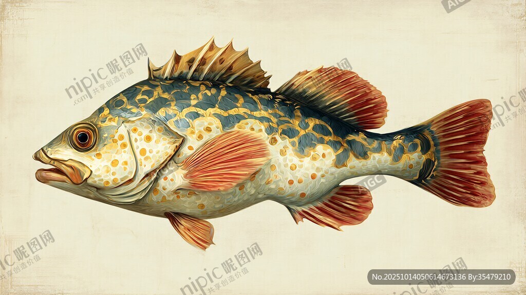 多彩斑点鱼插画展示