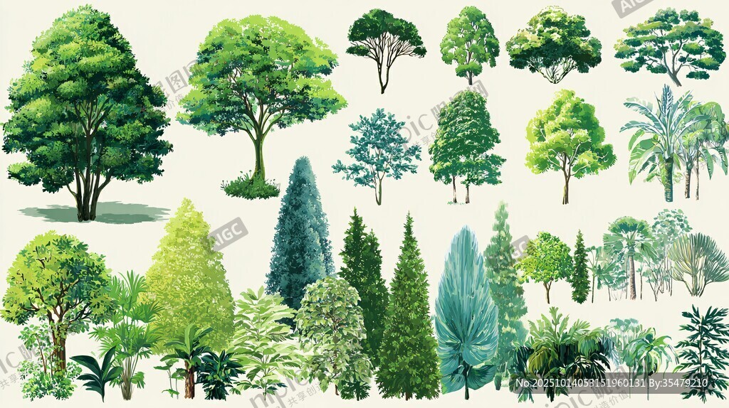 多样树木植物插画集