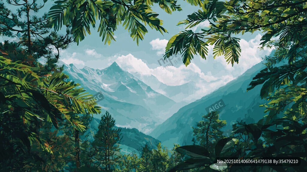 山林间的秀丽山脉景致