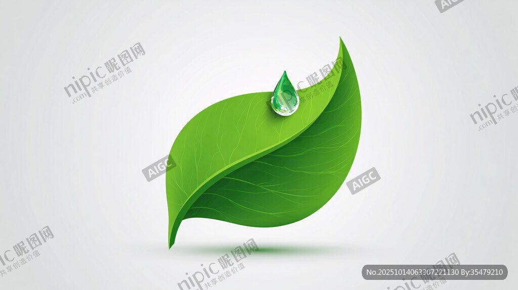 绿叶上的晶莹水滴