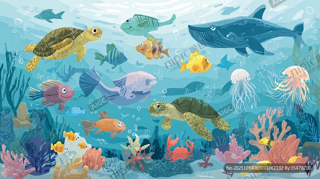 梦幻海底世界的多彩生物