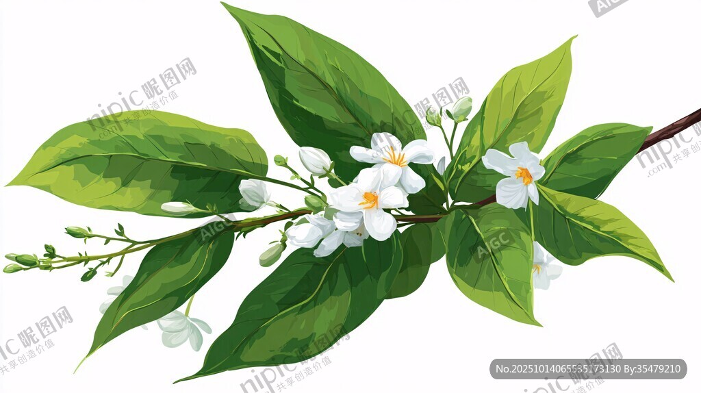 枝头绽放的清新白色小花