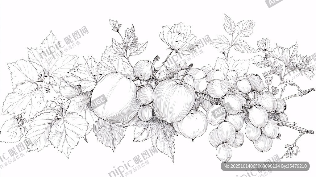 水果花卉线描图