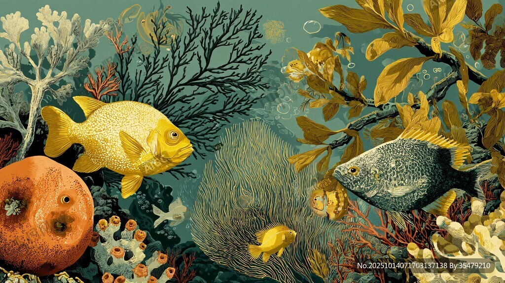 海底奇幻鱼群与珊瑚景观