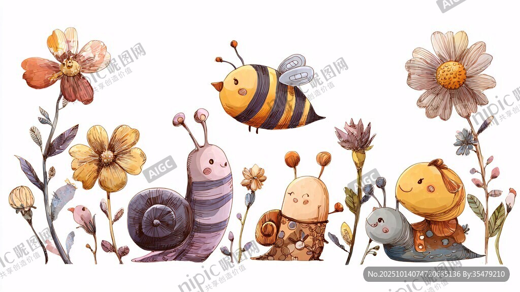 花丛中的萌趣小生物