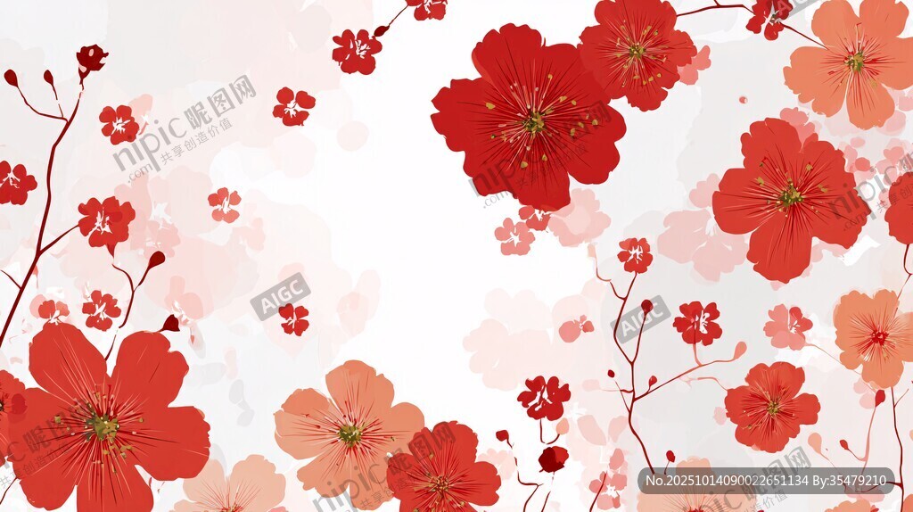 红色花卉背景图