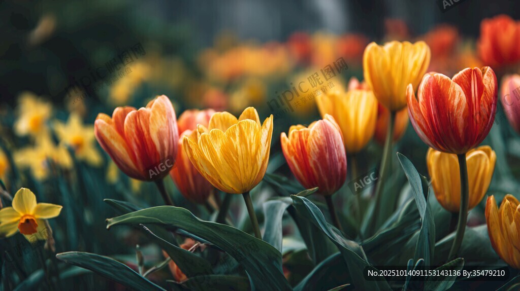 春日绚烂郁金香花绽放