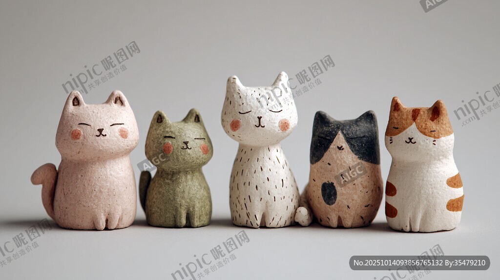 可爱猫咪陶艺摆件大集合